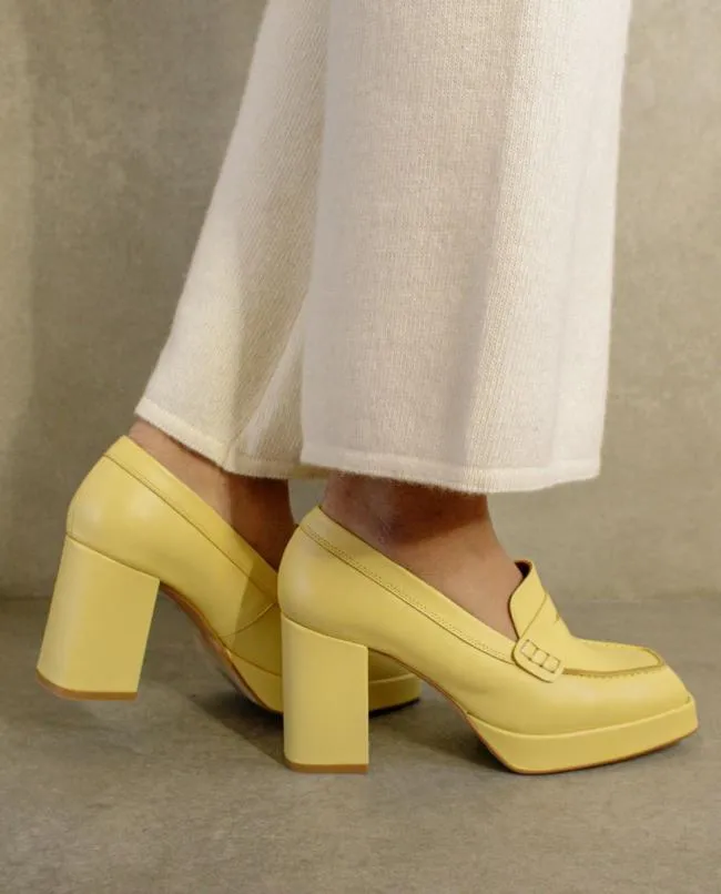 ALOHAS Loafers Busy Colorblock 8211 Yellow Leather Loafers 8211 Women