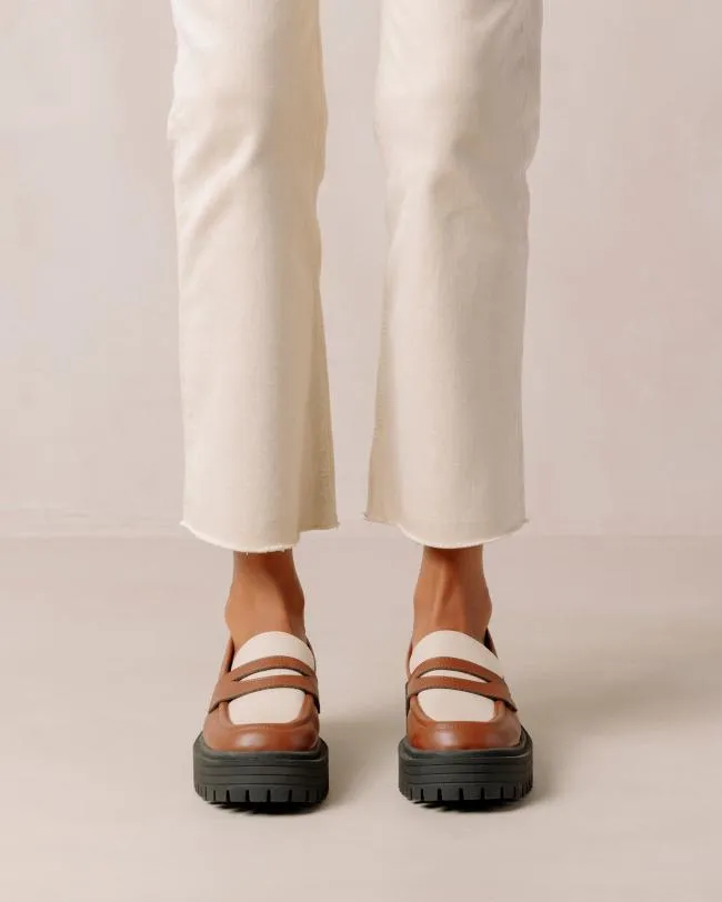 ALOHAS Loafers Mask 8211 Brown And White Vegan Leather Loafers 8211 Women