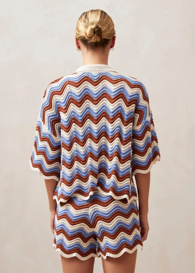 ALOHAS Sweaters and Cardigans Messina 8211 Blue and Brown Multicolor Knit Sweater 8211 Women