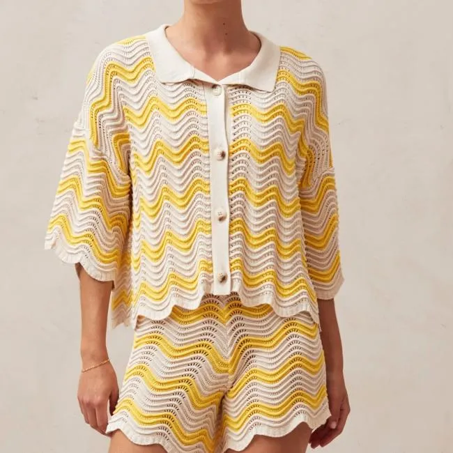 ALOHAS Sweaters and Cardigans Messina 8211 Yellow and Cream Knit Sweater 8211 Women