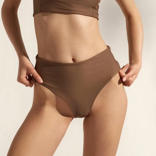 ALOHAS Swimwear The Pentagon 8211 Brown Recycled Nylon Bikini Bottom 8211 Women