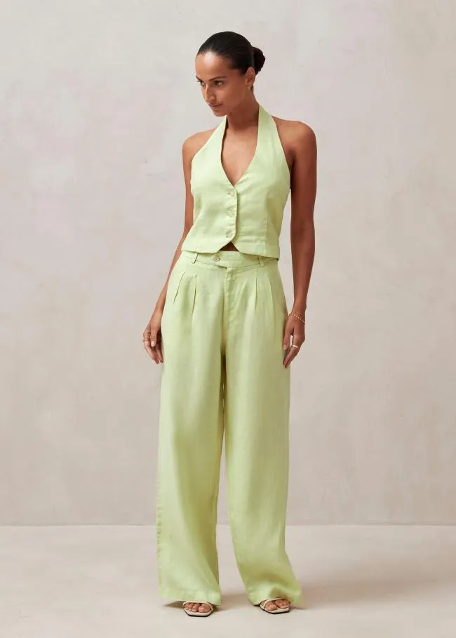ALOHAS Tops Ami 8211 Green Linen Top 8211 Women