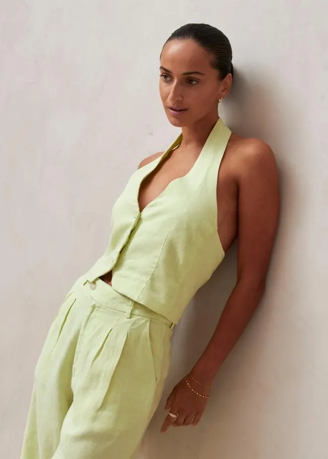 ALOHAS Tops Ami 8211 Green Linen Top 8211 Women