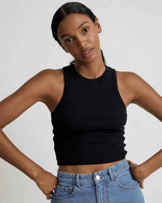 ALOHAS Tops Lift 8211 Black Cotton Top 8211 Women