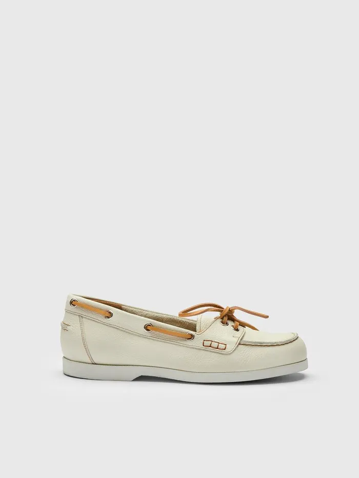 ATP Atelier Loafers Nesso BiancoContrast Stitch Grained Leather Boat Shoes Biancocontrast Stitch 8211 Women