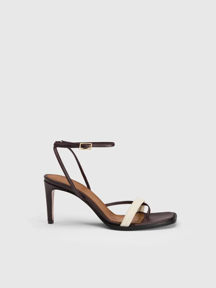 ATP Atelier Sandals Belfiore WalnutEcru NappaCanvas Strappy Heeled Sandals Walnutecru 8211 Women