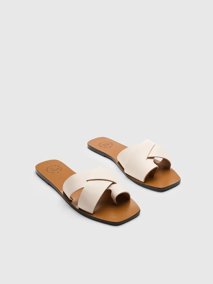 ATP Atelier Sandals Fonte Linen Leather Flat Sandals Linen 8211 Women