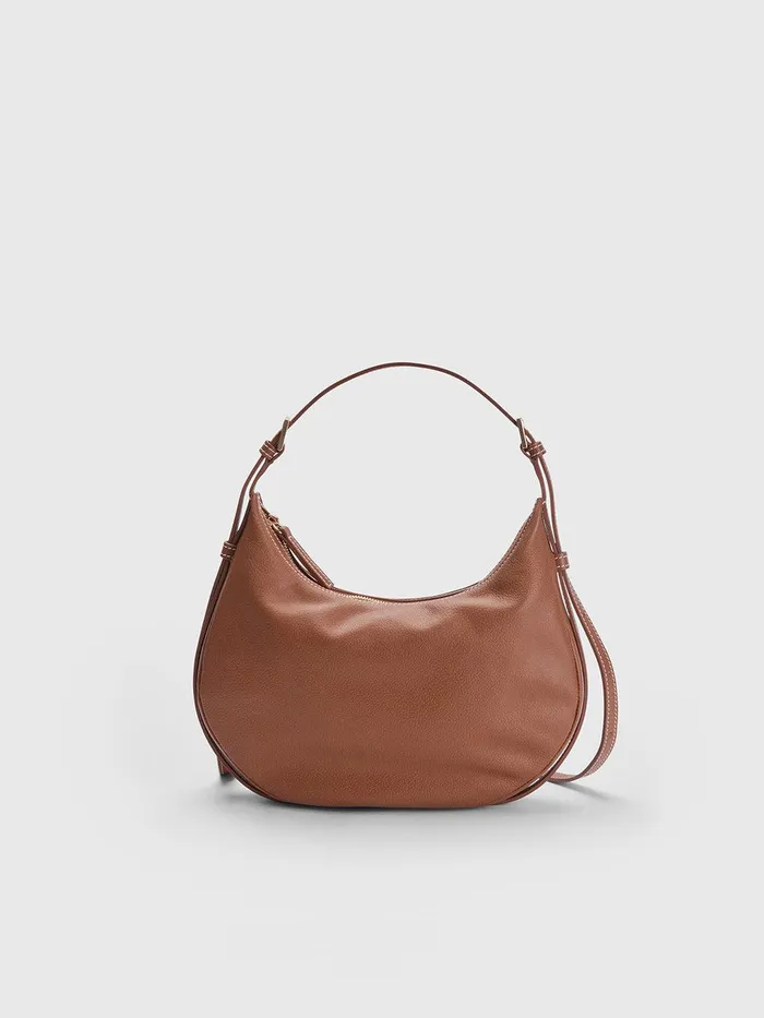 ATP Atelier Shoulder Bags Liveri BrandyContrast Stitch Grained Leather Small Hobo Bag Brandycontrast Stitch 8211 Women