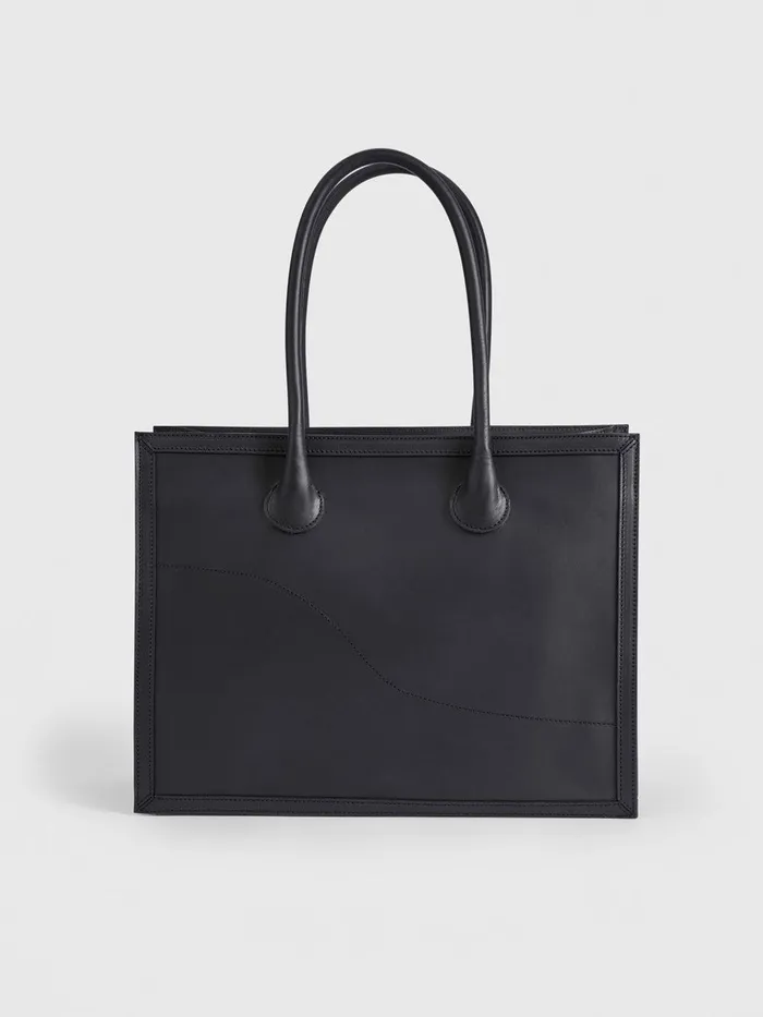 ATP Atelier Tote Bags Montefalcione Black Leather Book Bag Black 8211 Women