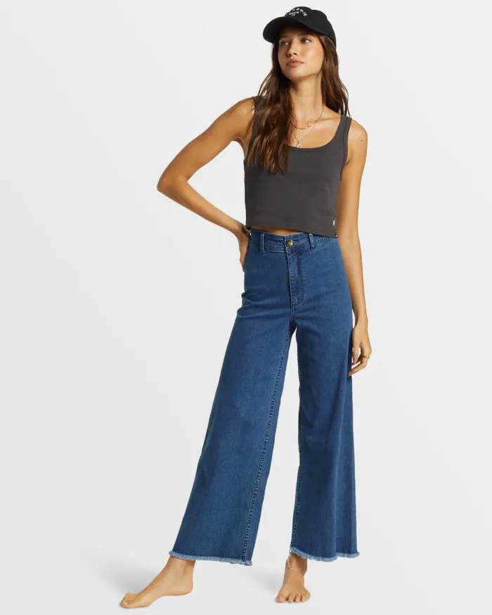 Billabong Jeans and Pants Free Fall Indigo WideLeg Jeans Oceana Blue 8211 Women