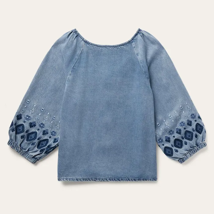 Blouses Women Stetson Lyocell Denim Snap Front Blouse Blue