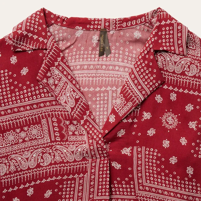 Blouses Women Stetson Red Bandana Patchwork Blouse Red