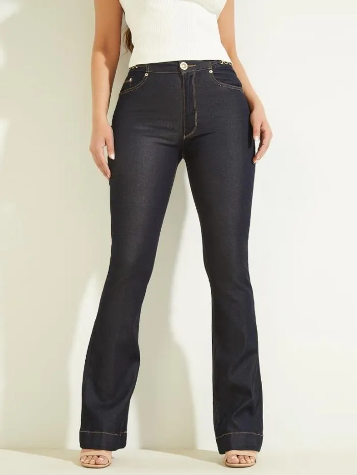 Bottoms Women Marciano Fit And Flare Denim Pant Blue Rinse Wash