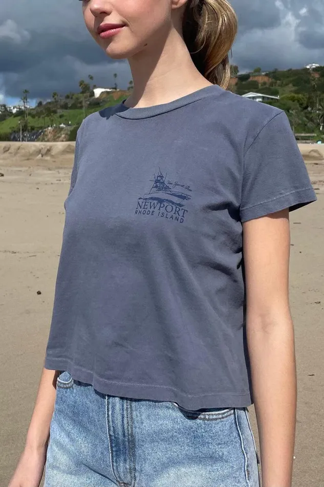 Brandy Melville Graphics Chloe Newport Top Faded Navy Blue 8211 Women