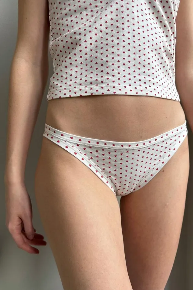 Brandy Melville Intimates Basic Heart Underwear White With Red Hearts 8211 Women