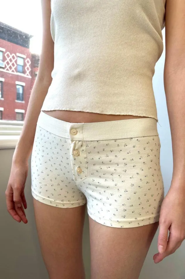 Brandy Melville Intimates Boyshort Floral Underwear Ivory With Light Blue Floral 8211 Women
