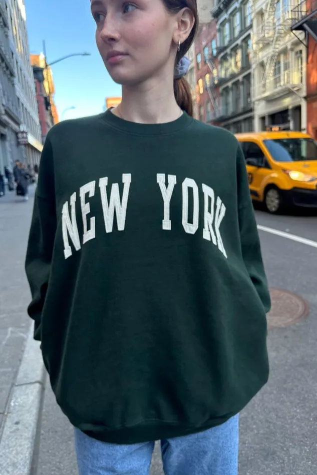 Brandy Melville Sweatpants and Sweatshirts Erica New York Sweatshirt Dark Green 8211 Women