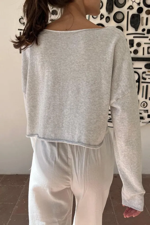 Brandy Melville Tops Cameron Cropped Sweater Silver Grey 8211 Women