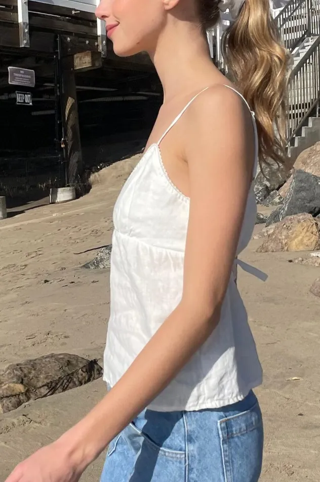 Brandy Melville Tops Edith Linen Tank Natural White 8211 Women