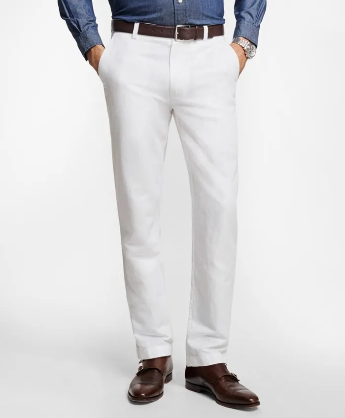 Brooks Brothers Casual Pants Clark Fit Linen And Cotton Chinos White 8211 Men