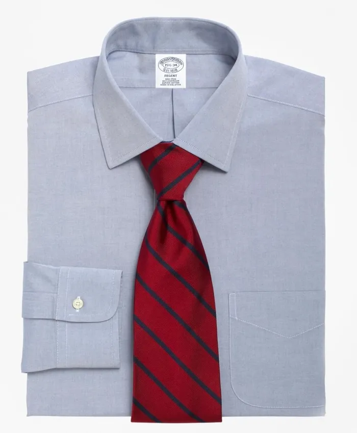 Brooks Brothers Dress Shirts Regent Fitted Dress Shirt NonIron Spread Collar Blue 8211 Men