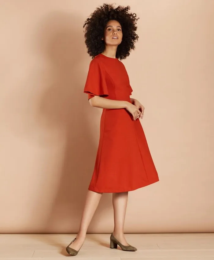 Brooks Brothers Dresses WoolBlend Twill BellSleeve Midi Dress Brick 8211 Women