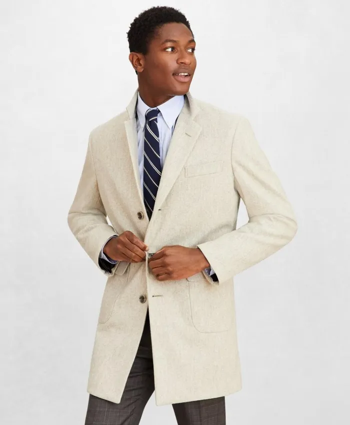 Brooks Brothers Outerwear Golden Fleece DoubleWeave Wool Topcoat Beige 8211 Men
