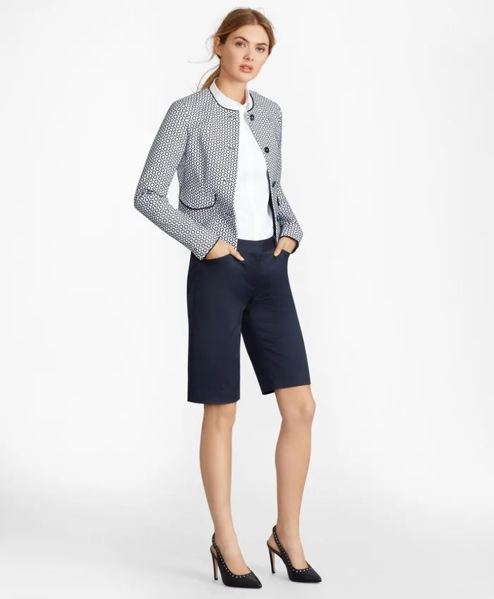 Brooks Brothers Petites Petite Floral Jacquard Cropped Jacket Navy 8211 Women Brooks Brothers Petites Petite Floral Jacquard Cropped Jacket Navy 8211 Women