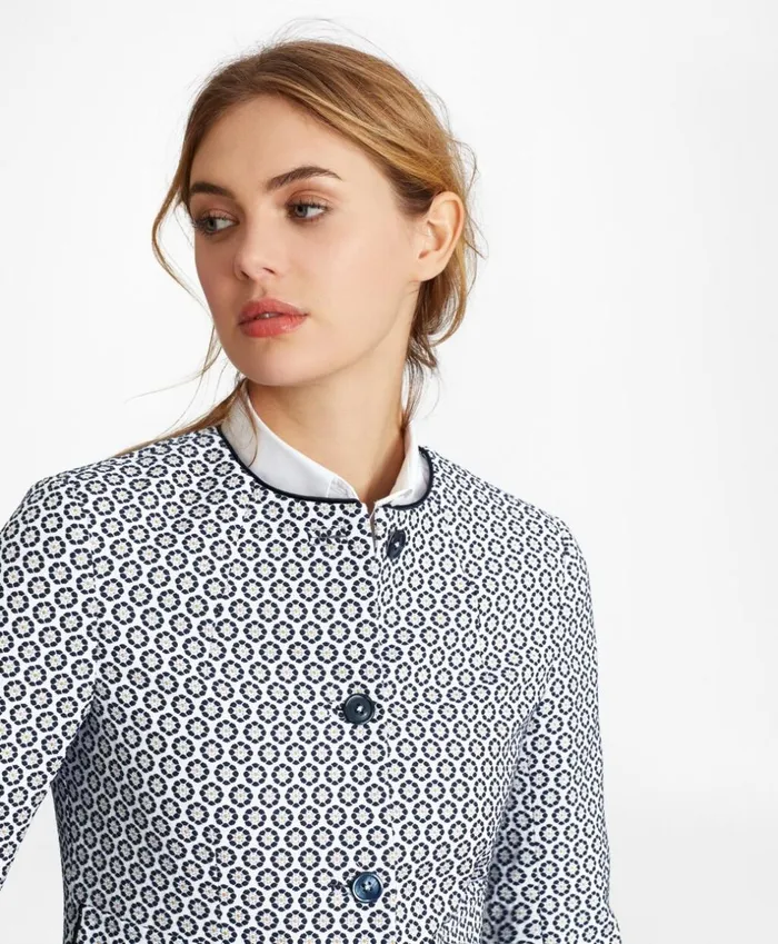 Brooks Brothers Petites Petite Floral Jacquard Cropped Jacket Navy 8211 Women Brooks Brothers Petites Petite Floral Jacquard Cropped Jacket Navy 8211 Women