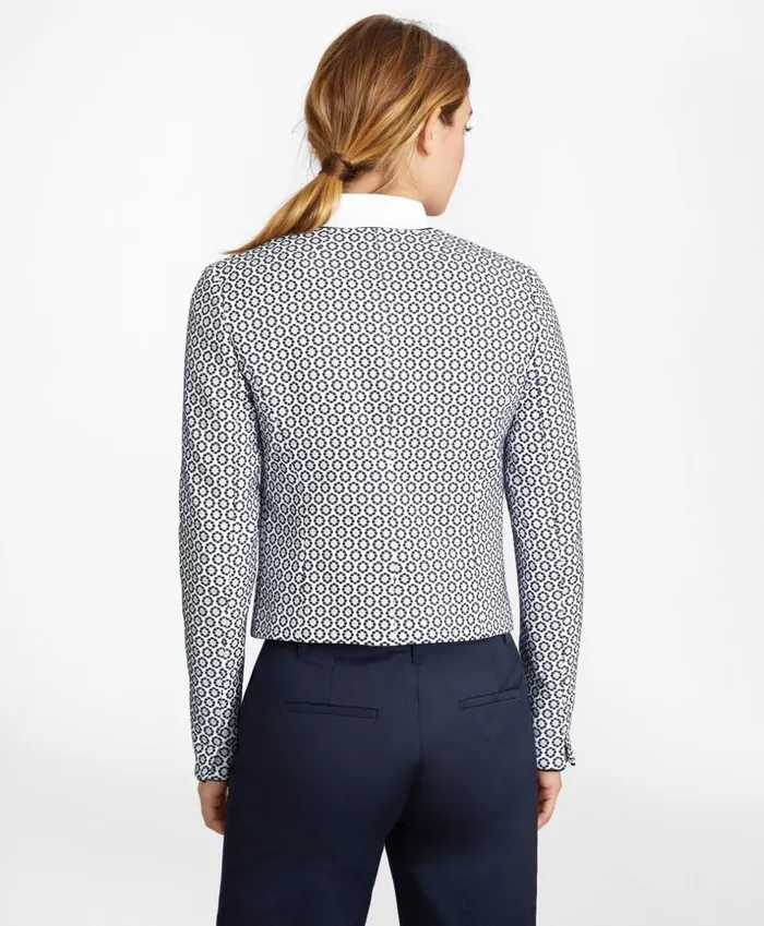 Brooks Brothers Petites Petite Floral Jacquard Cropped Jacket Navy 8211 Women Brooks Brothers Petites Petite Floral Jacquard Cropped Jacket Navy 8211 Women