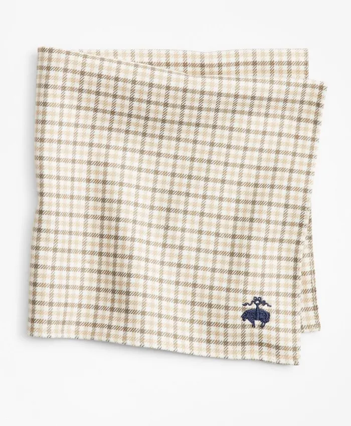 Brooks Brothers Pocket Squares and Handkerchiefs Check Pocket Square Khaki 8211 Men