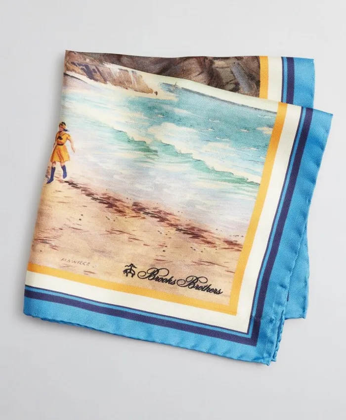 Brooks Brothers Pocket Squares and Handkerchiefs Limited Edition Archival Collection Spring 1984 Silk Pocket Square Blue 8211 Men