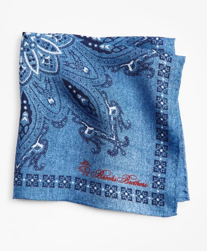 Brooks Brothers Pocket Squares and Handkerchiefs Square Medallion Pocket Square Navy 8211 Men