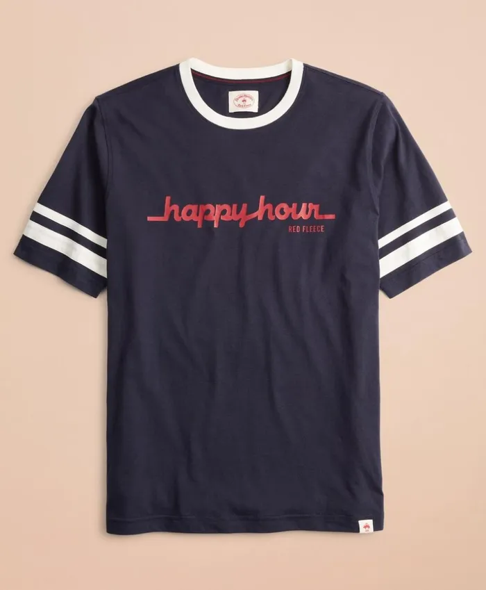 Brooks Brothers Polos and TShirts Happy Hour Graphic Ringer TShirt Navy 8211 Men