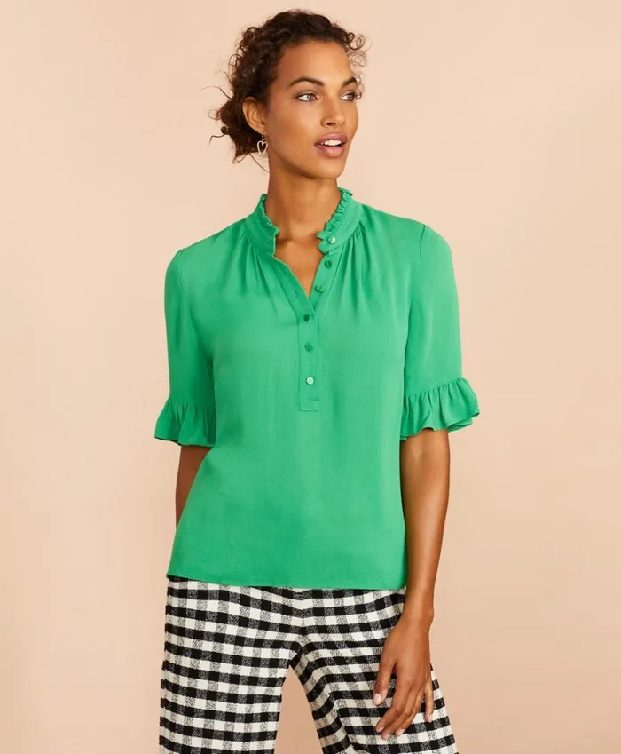Brooks Brothers Shirts and Tops Crepe Ruffled Blouse Green 8211 Women Brooks Brothers Shirts and Tops Crepe Ruffled Blouse Green 8211 Women