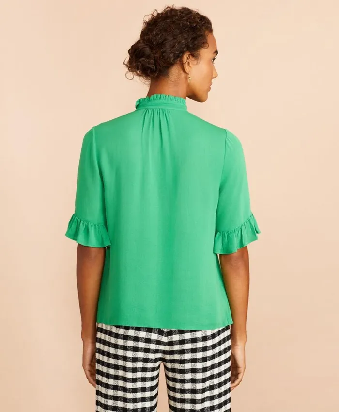 Brooks Brothers Shirts and Tops Crepe Ruffled Blouse Green 8211 Women Brooks Brothers Shirts and Tops Crepe Ruffled Blouse Green 8211 Women