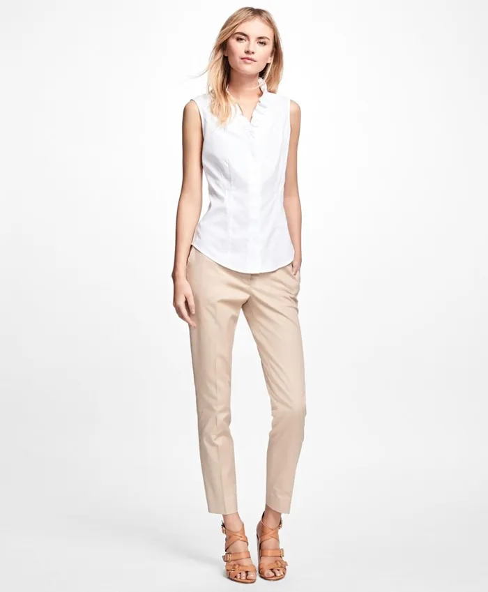 Brooks Brothers Shirts and Tops NonIron Sleeveless Ruffled Blouse White 8211 Women Brooks Brothers Shirts and Tops NonIron Sleeveless Ruffled Blouse White 8211 Women