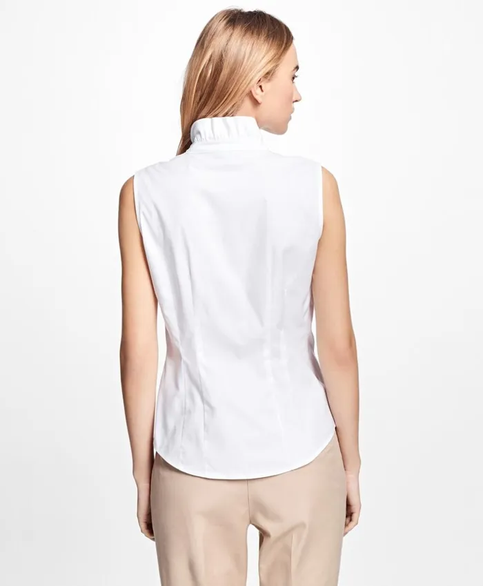 Brooks Brothers Shirts and Tops NonIron Sleeveless Ruffled Blouse White 8211 Women Brooks Brothers Shirts and Tops NonIron Sleeveless Ruffled Blouse White 8211 Women