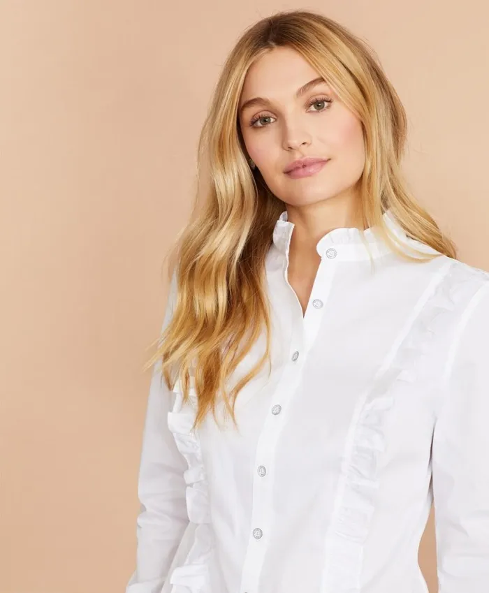 Brooks Brothers Shirts and Tops Ruffled Poplin Shirt White 8211 Women