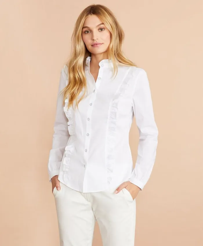 Brooks Brothers Shirts and Tops Ruffled Poplin Shirt White 8211 Women Brooks Brothers Shirts and Tops Ruffled Poplin Shirt White 8211 Women