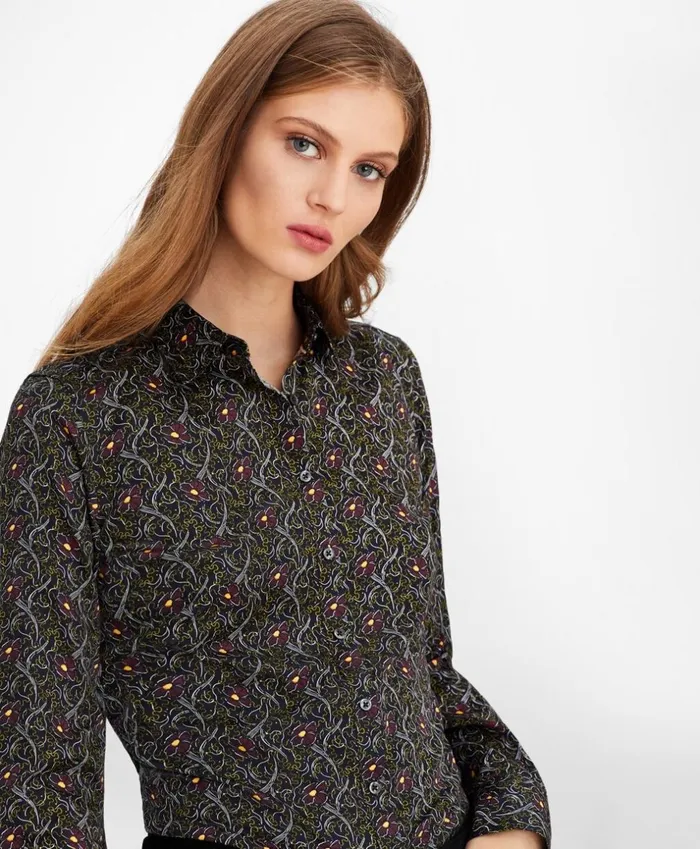 Brooks Brothers Shirts and Tops VioletPrint Cotton Sateen Fitted Shirt Navy 8211 Women
