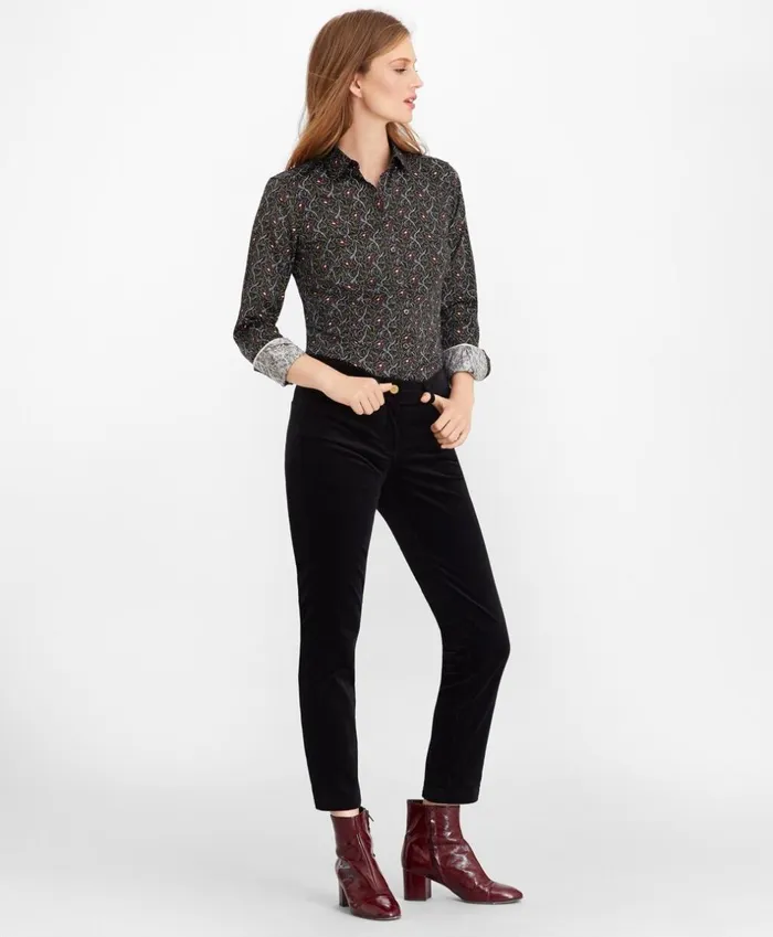 Brooks Brothers Shirts and Tops VioletPrint Cotton Sateen Fitted Shirt Navy 8211 Women Brooks Brothers Shirts and Tops VioletPrint Cotton Sateen Fitted Shirt Navy 8211 Women