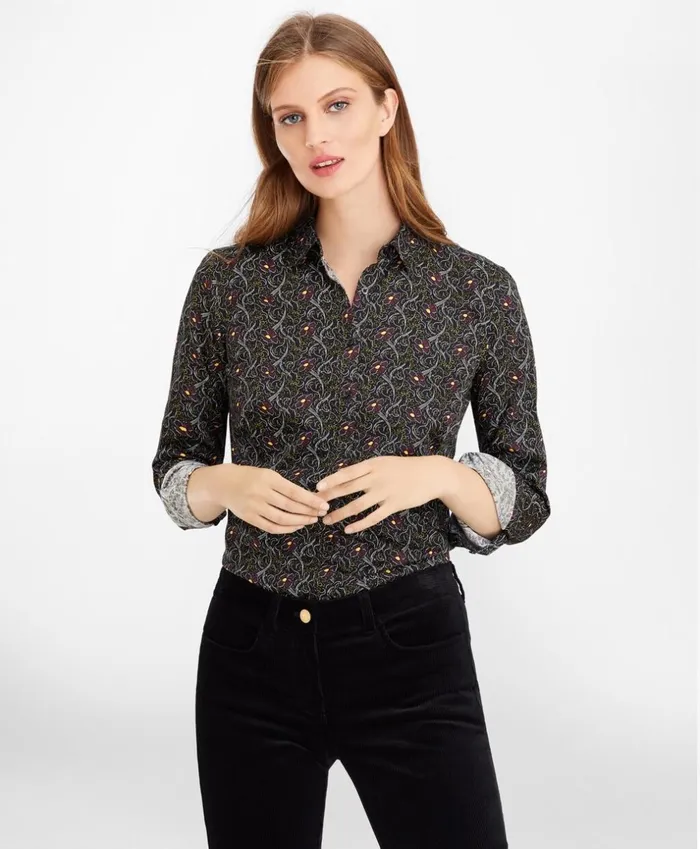 Brooks Brothers Shirts and Tops VioletPrint Cotton Sateen Fitted Shirt Navy 8211 Women Brooks Brothers Shirts and Tops VioletPrint Cotton Sateen Fitted Shirt Navy 8211 Women