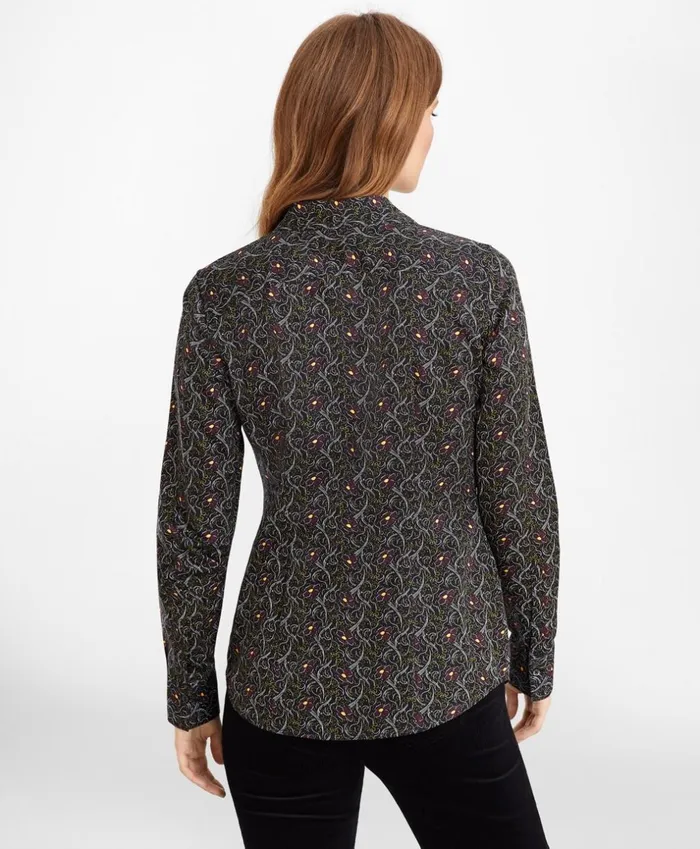 Brooks Brothers Shirts and Tops VioletPrint Cotton Sateen Fitted Shirt Navy 8211 Women Brooks Brothers Shirts and Tops VioletPrint Cotton Sateen Fitted Shirt Navy 8211 Women