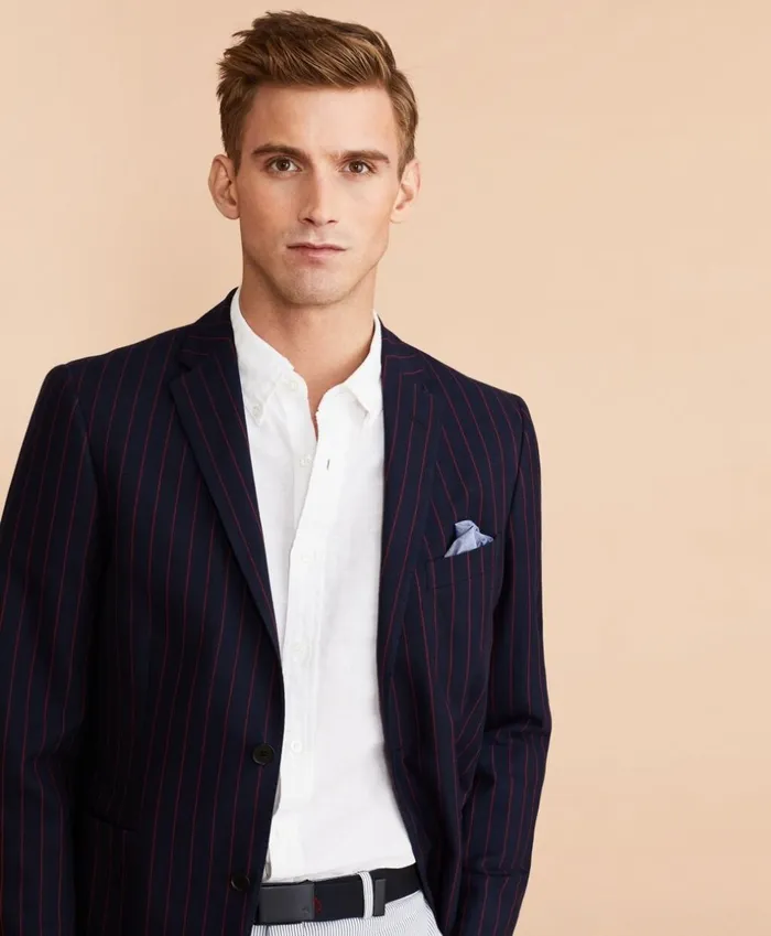 Brooks Brothers Sport Coats and Vests Striped Cotton Sport Coat Navy 8211 Men
