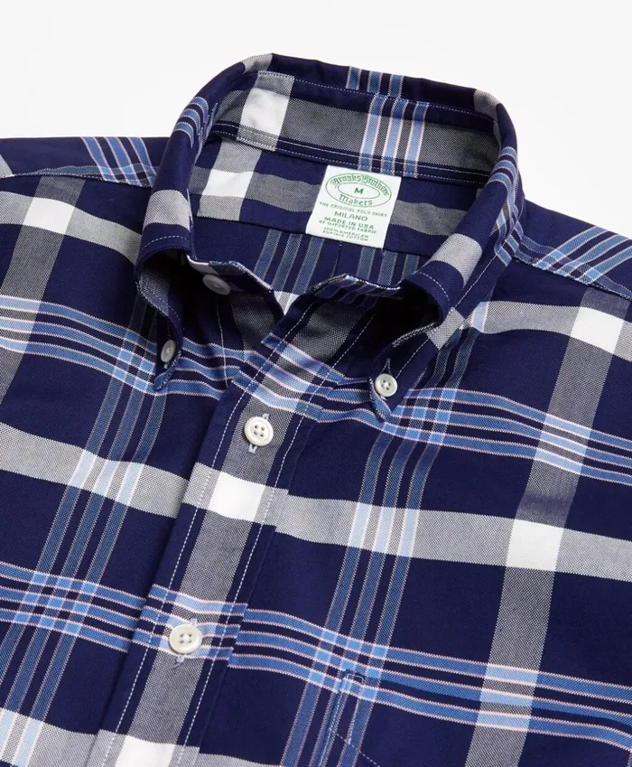 Brooks Brothers Sport Shirts Milano Fit Oxford BB10 Plaid Sport Shirt Navy 8211 Men Brooks Brothers Sport Shirts Milano Fit Oxford BB10 Plaid Sport Shirt Navy 8211 Men