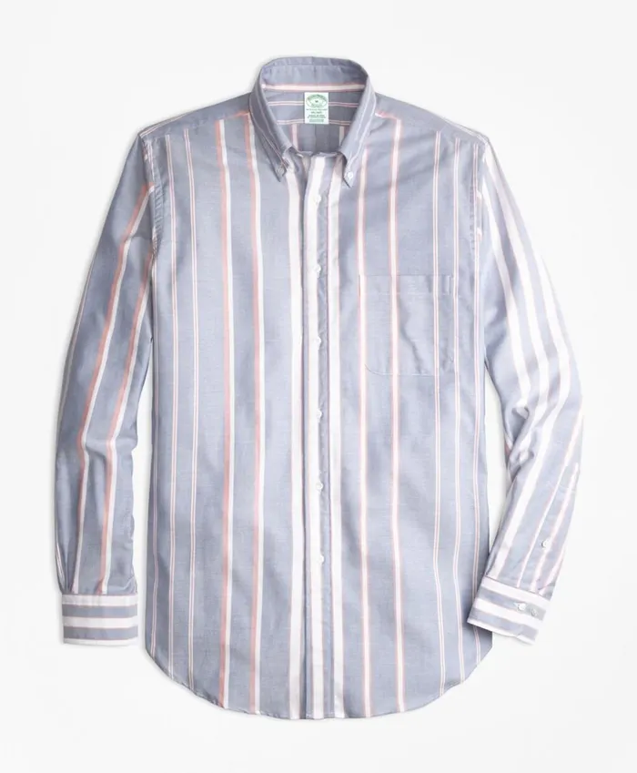 Brooks Brothers Sport Shirts Milano Fit Oxford Bold Stripe Sport Shirt Blue 8211 Men