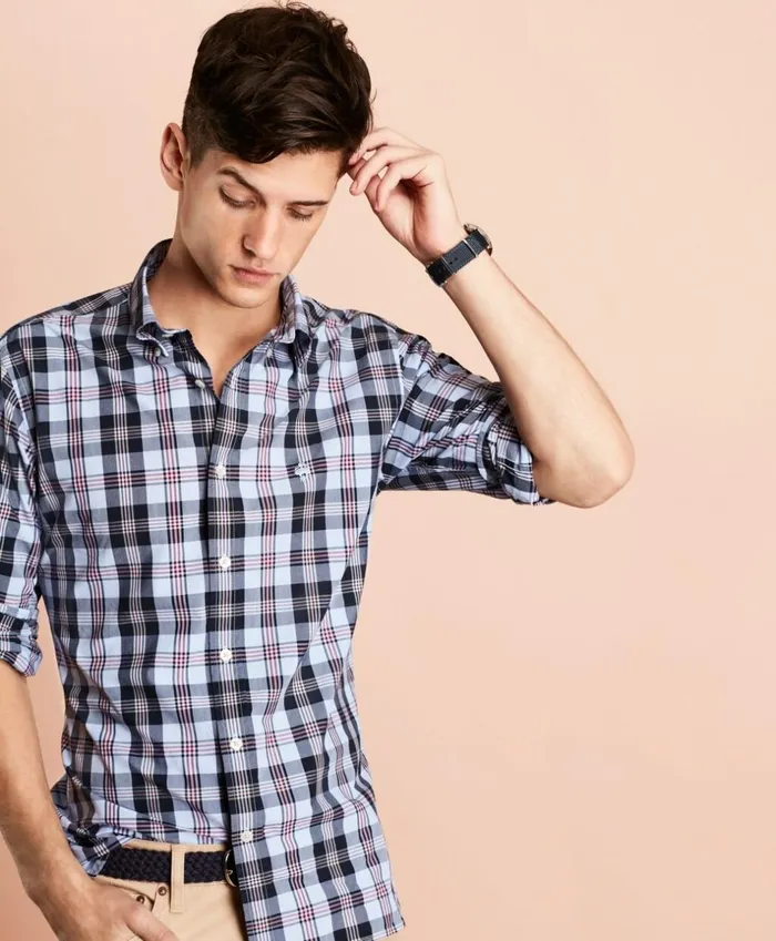 Brooks Brothers Sport Shirts Plaid Cotton Broadcloth Sport Shirt Blue 8211 Men