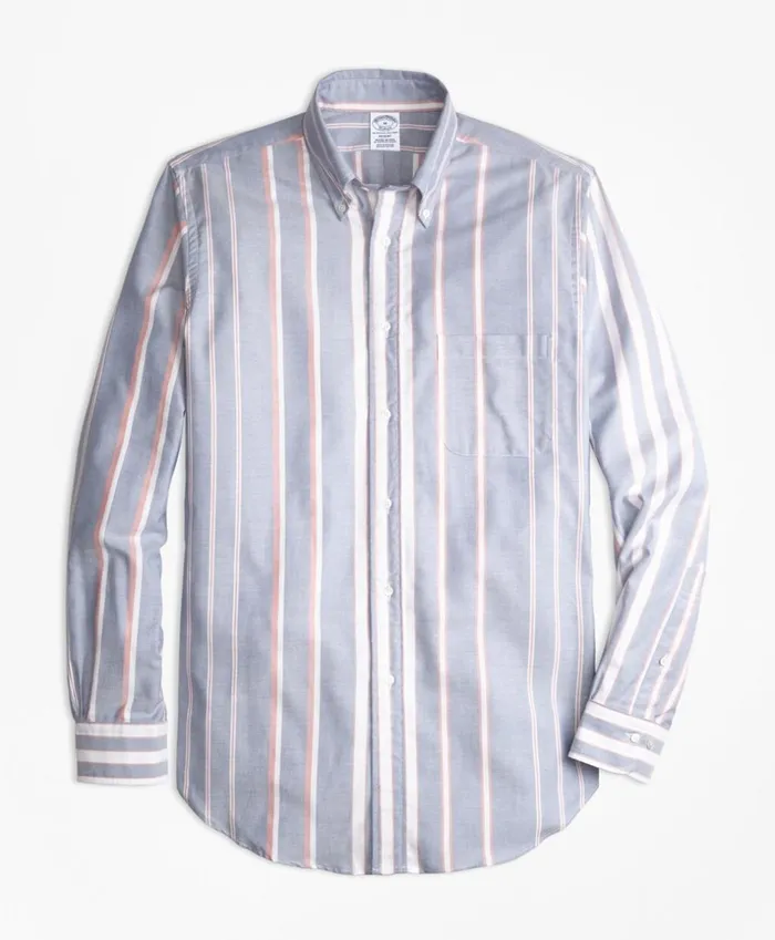 Brooks Brothers Sport Shirts Regent Fit Oxford Bold Stripe Sport Shirt Blue 8211 Men