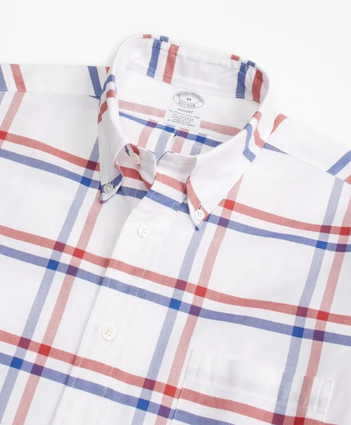 Brooks Brothers Sport Shirts Regent Fit Oxford Windowpane Sport Shirt Whitebluered 8211 Men Brooks Brothers Sport Shirts Regent Fit Oxford Windowpane Sport Shirt Whitebluered 8211 Men